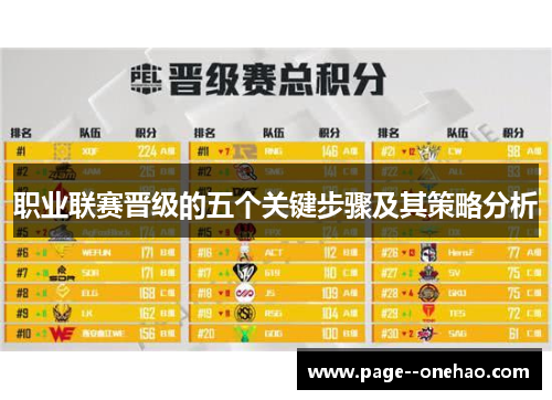 职业联赛晋级的五个关键步骤及其策略分析